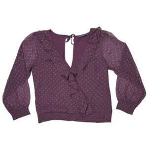 Abercrombie & Fitch Top Polka Dot Ruffle Romantic Feminine Purple Womens Size S